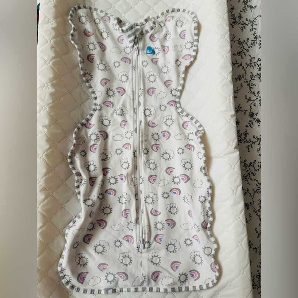 Love to Dream Gray Sleep Sack with Rainbow and Cloud Print